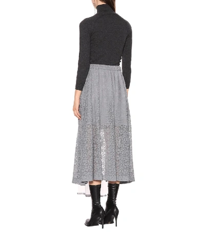 Shop Stella Mccartney Embellished Lace Skirt In Grey