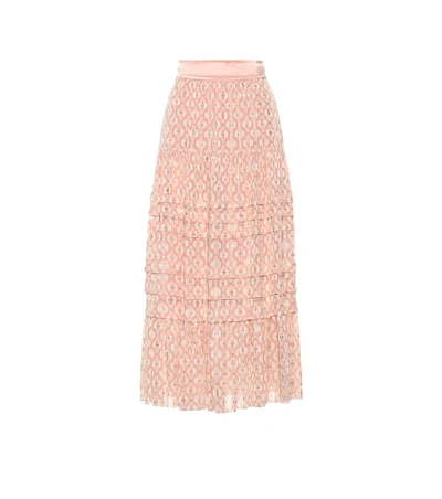 Shop Temperley London Suki Silk Blend Midi Skirt In Pink