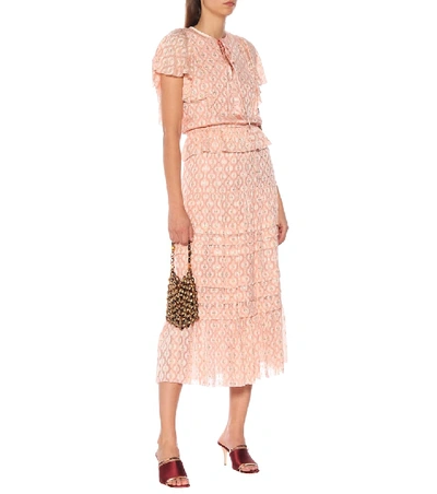 Shop Temperley London Suki Silk Blend Midi Skirt In Pink