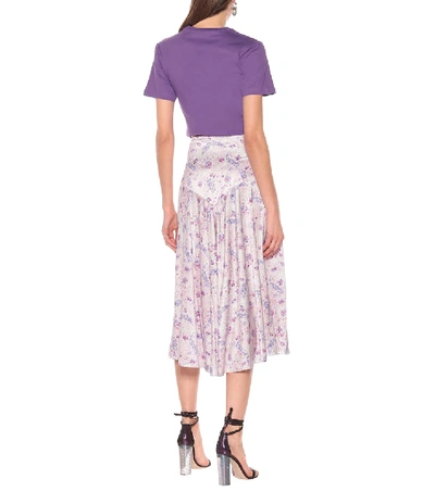 Shop Rabanne Floral Stretch-jersey Skirt In Purple