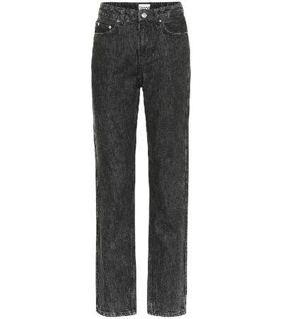 Shop Ganni High-rise Straight Jeans In Black