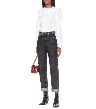 Shop Ganni High-rise Straight Jeans In Black