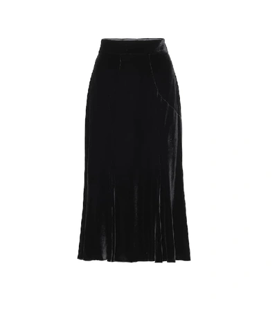 Shop Dolce & Gabbana High-rise Velvet Midi Skirt In Black