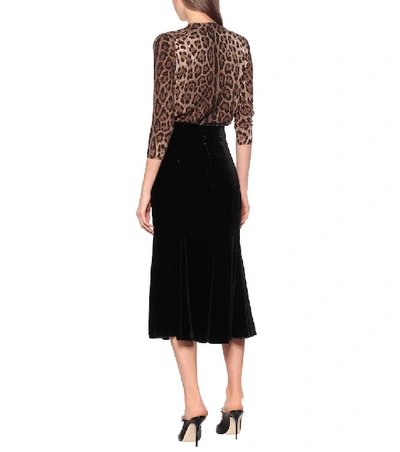 Shop Dolce & Gabbana High-rise Velvet Midi Skirt In Black