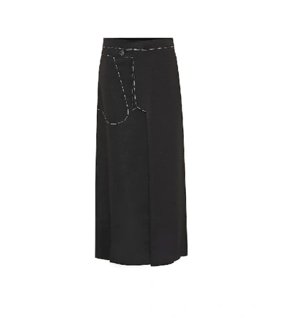 Shop Maison Margiela Embroidered Midi Skirt In Black