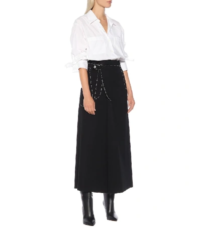 Shop Maison Margiela Embroidered Midi Skirt In Black