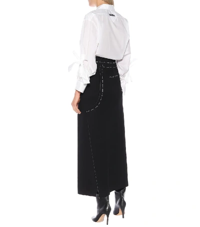 Shop Maison Margiela Embroidered Midi Skirt In Black