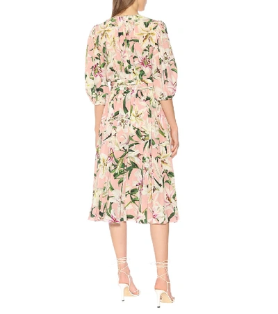 Shop Dolce & Gabbana Floral Silk Midi Dress In Pink