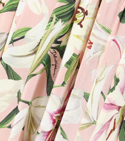 Shop Dolce & Gabbana Floral Silk Midi Dress In Pink