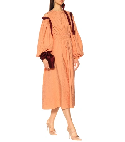 Shop Roksanda Cotton Midi Dress In Orange