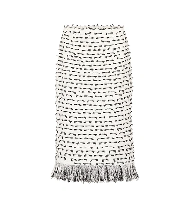 Shop Oscar De La Renta Cotton-blend Tweed Skirt In White