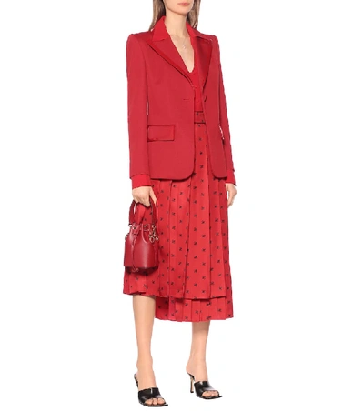 Shop Fendi Asymmetric Printed Silk Midi Skirt In Red