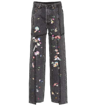 Shop Vetements X Levi's® High-rise Wide-leg Jeans In Black