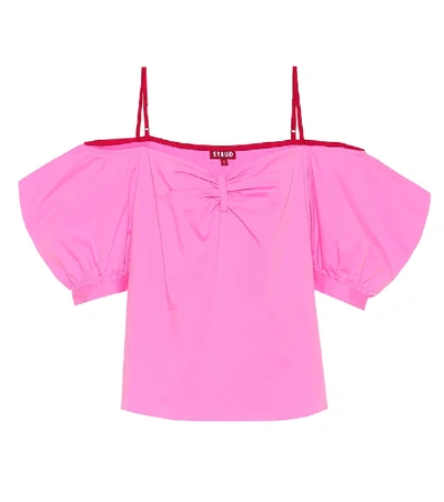 Shop Staud Ruby Stretch Cotton Top In Pink