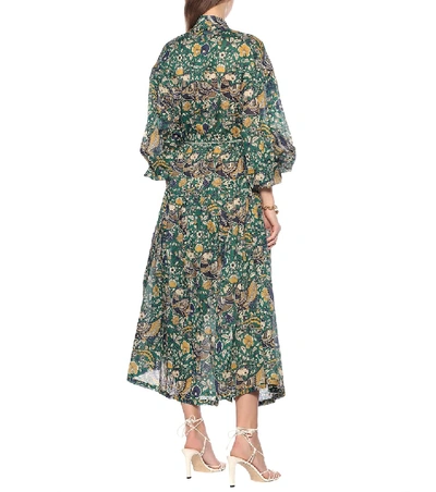 Shop Zimmermann Edie Floral Cotton Midi Dress In Green