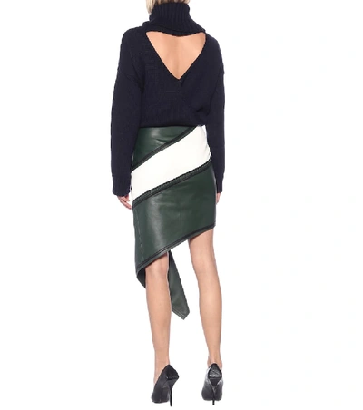 Shop Monse Leather Skirt In Green