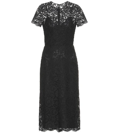 Shop Valentino Lace Midi Dress In Black