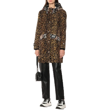 Shop Burberry Animal-print Nylon Coat In Brown