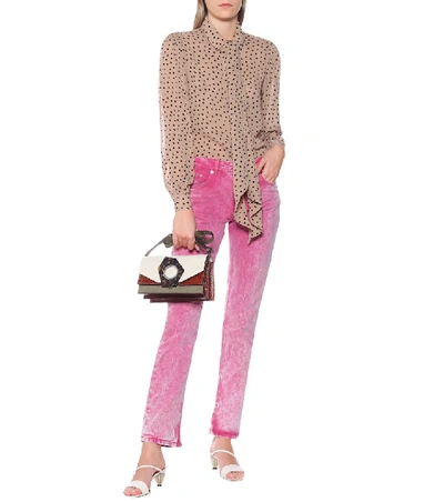 Shop Ganni Mid-rise Straight-leg Jeans In Pink