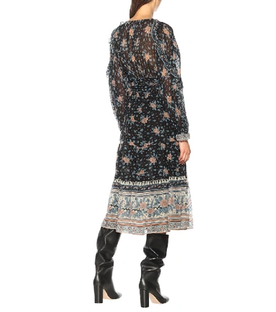 Shop Ulla Johnson Romilly Printed Silk Midi Dress In Black