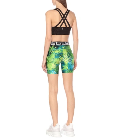 Shop Versace Printed Technical Biker Shorts In Green