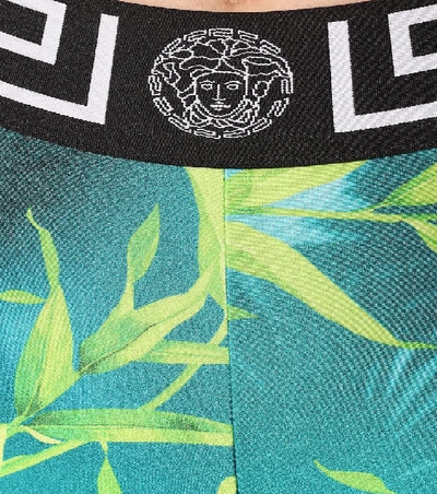 Shop Versace Printed Technical Biker Shorts In Green
