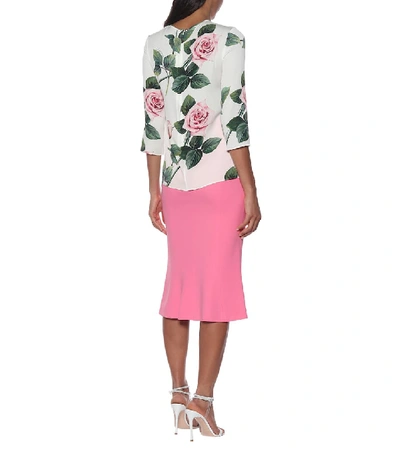 Shop Dolce & Gabbana Floral Stretch-silk Top In Multicoloured