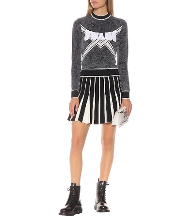 Shop Off-white Pleated Miniskirt In Black