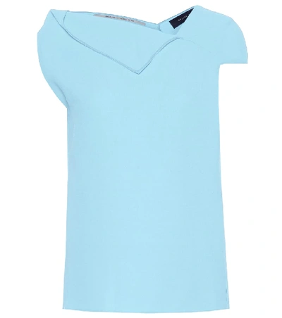 Shop Roland Mouret Raywell Wool Crêpe Top In Blue