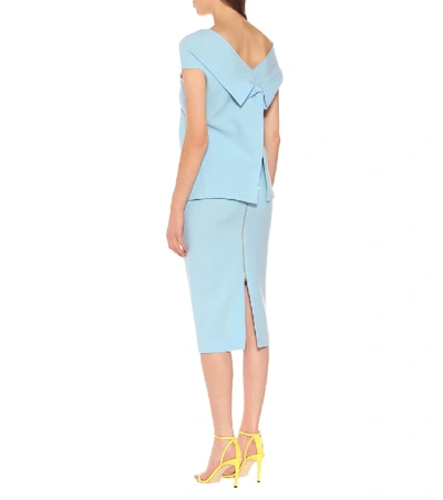 Shop Roland Mouret Raywell Wool Crêpe Top In Blue