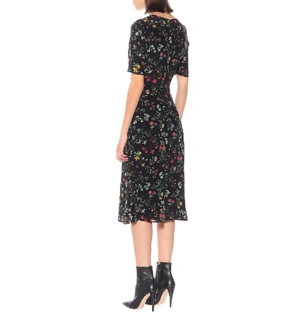 Shop Altuzarra Sylvia Floral Silk Midi Dress In Black