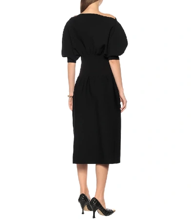 Shop Bottega Veneta Stretch-knit Midi Dress In Black