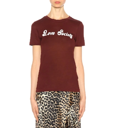 Shop Ganni Linfield Printed T-shirt In Brown