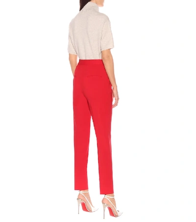 Shop Dolce & Gabbana High-rise Stretch-wool Pants In Red