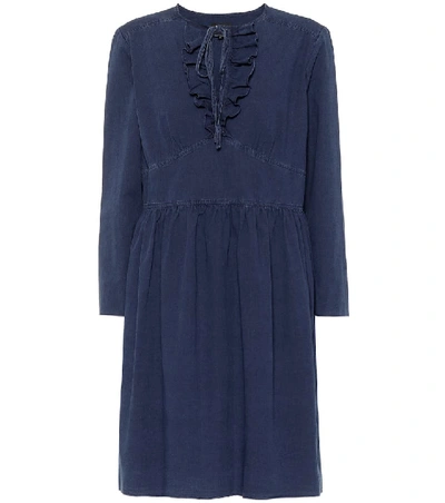 Shop Apc Poppy Cotton Chambray Dress In Blue