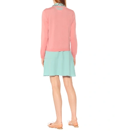 Shop Red Valentino Wool And Silk Cardigan In Pink