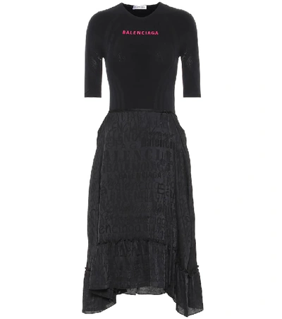 Shop Balenciaga Asymmetric Jersey Midi Dress In Black