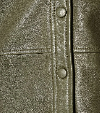 Shop Ganni Leather Shirt In Green