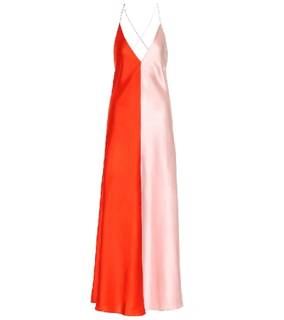 Shop Lee Mathews Sierra Silk-satin Maxi Dress In Pink