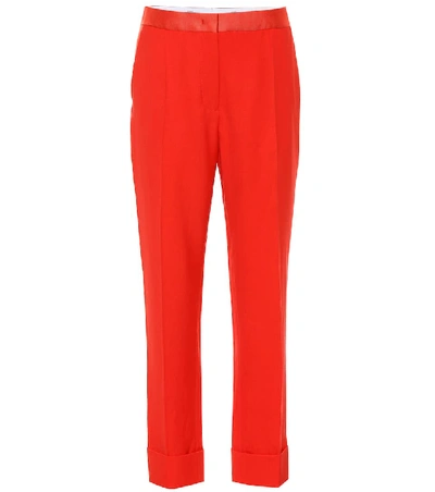 Shop Joseph High-rise Straight Wool Pants In Red