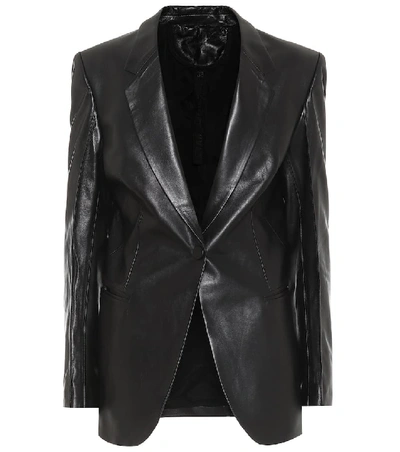 Shop Petar Petrov Justus Leather Blazer In Black