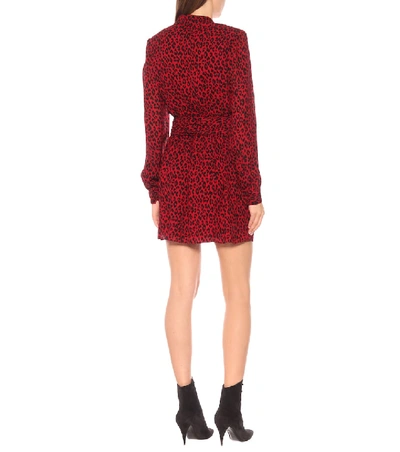 Shop Saint Laurent Leopard-print Crêpe Minidress In Multicoloured