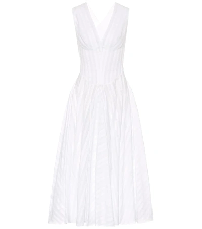 Shop Alaïa Cotton-jacquard Dress In White