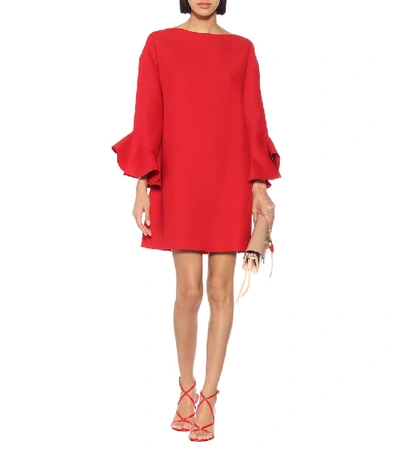 Shop Valentino Wool And Silk Minidress In Red