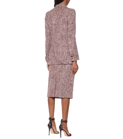 Shop Victoria Beckham Linen And Wool-blend Blazer In Purple