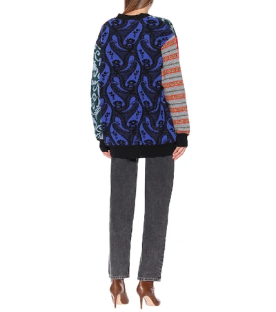 Shop Stella Mccartney Jacquard Wool Cardigan In Multicoloured