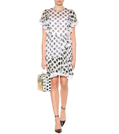 Shop Dolce & Gabbana Polka-dotted Silk Dress In White