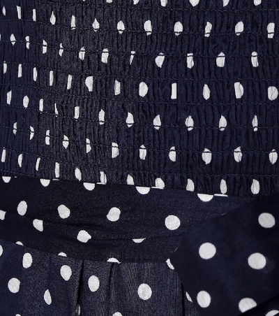 Shop Tory Burch Polka-dot Cotton Midi Dress In Blue