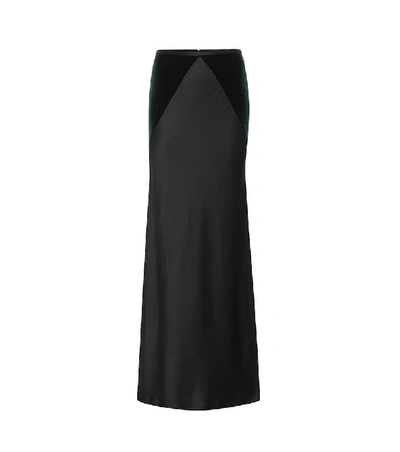 Shop Haider Ackermann Satin And Velvet Maxi Skirt In Black