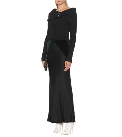 Shop Haider Ackermann Satin And Velvet Maxi Skirt In Black